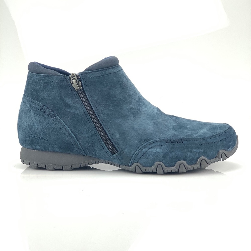 Skechers Navy Suede Ankle Booties with Side Zip